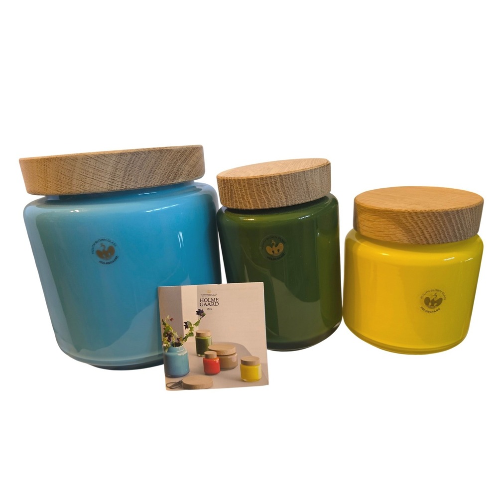 Holmegaard Palet Canisters Michael‎ Bang 1969 Vintage Danish Glass Set of 3